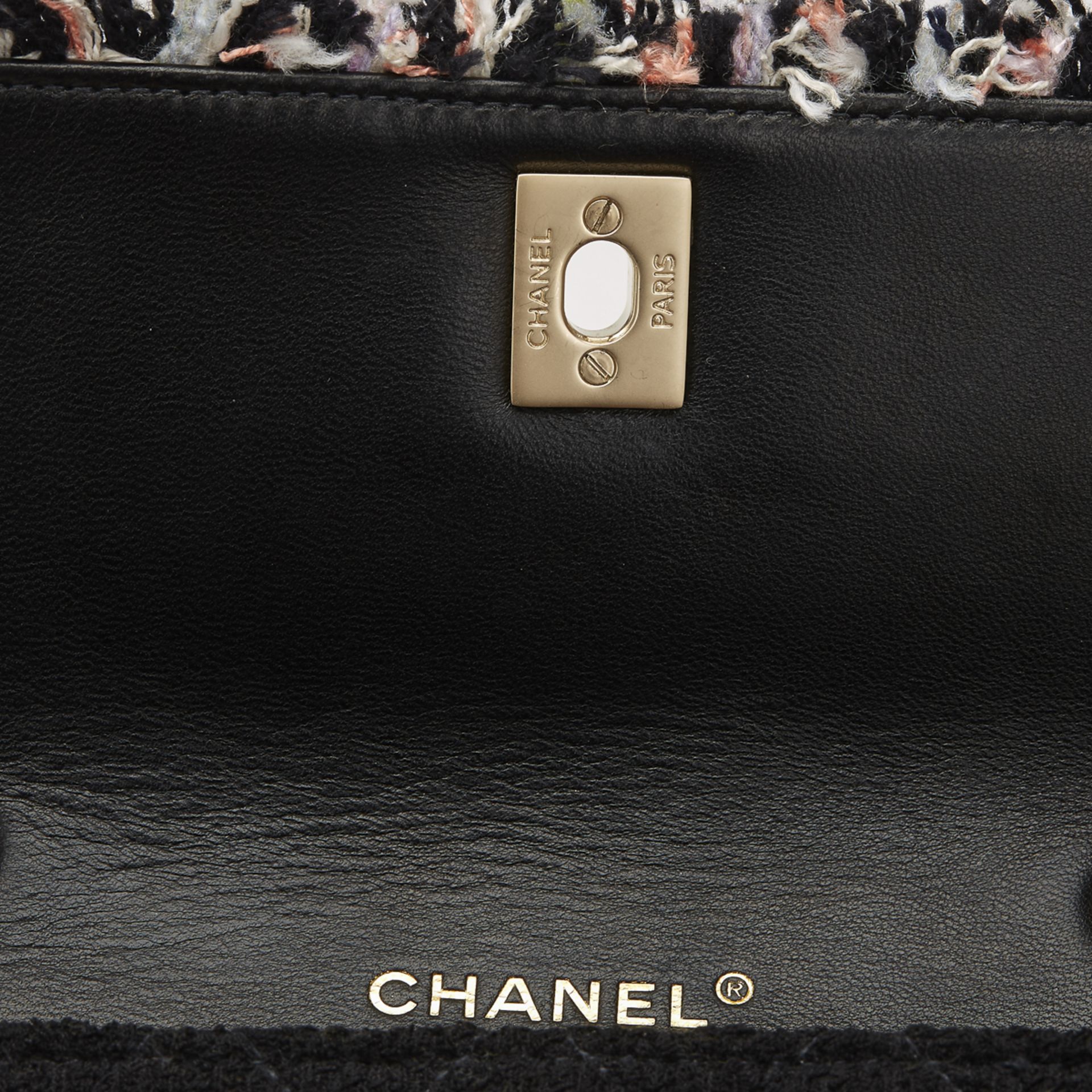 Chanel Black & Multicolour Tweed Fabric East West Classic Single Flap Bag - Image 7 of 10