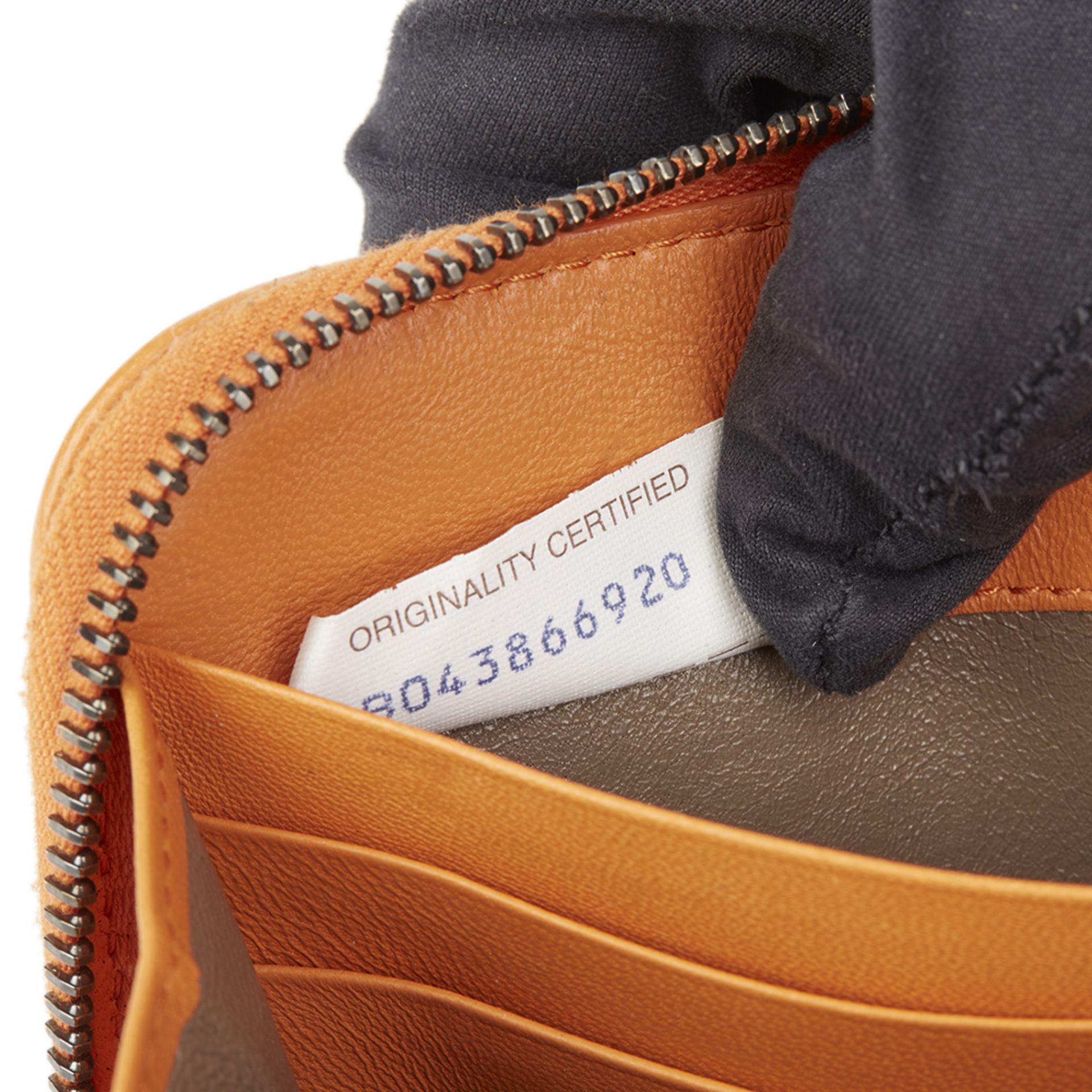 Bottega Veneta Orange Woven Calfskin Leather Zip Around Wallet - Image 8 of 10