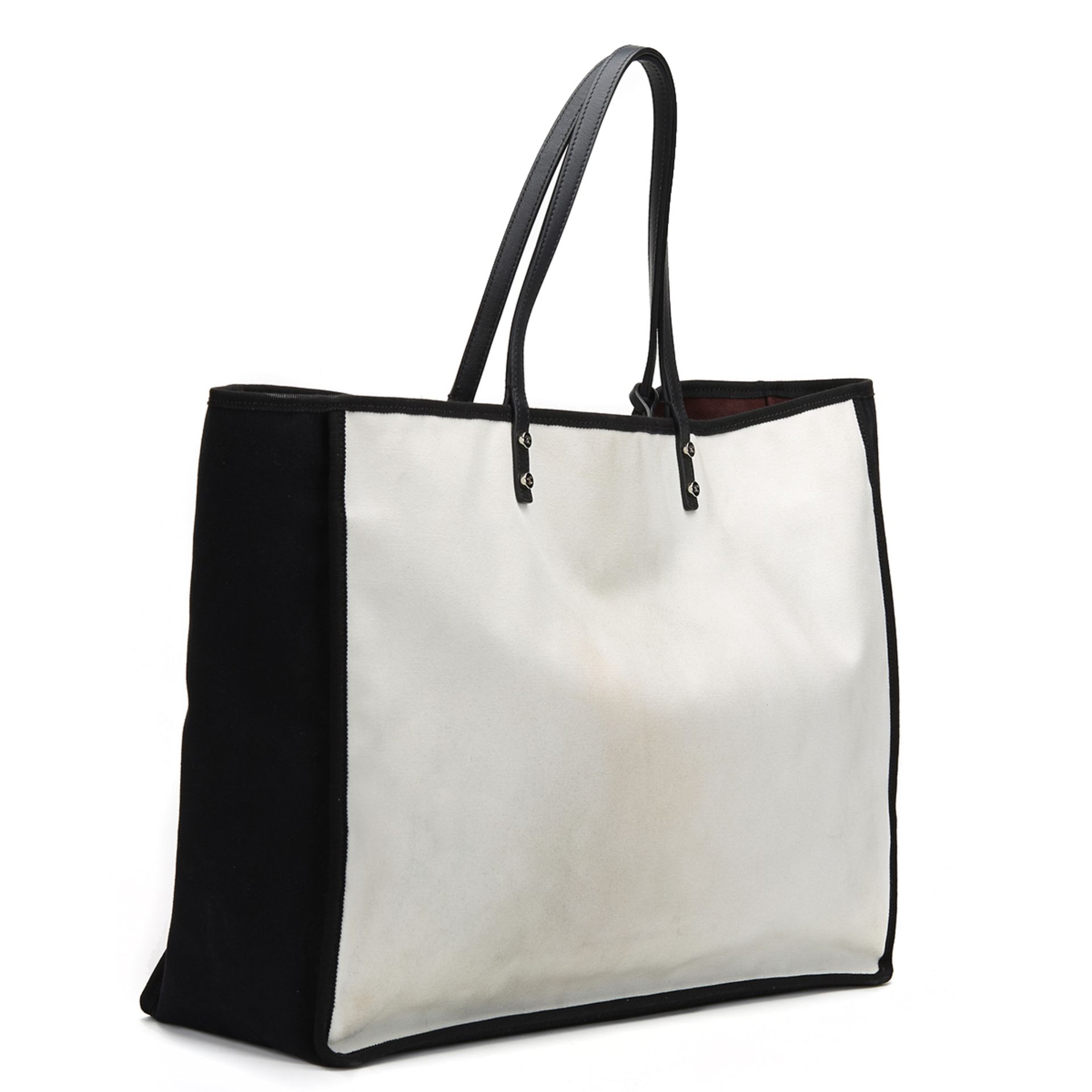Chanel Black & White Canvas Ladies First bidper Tote - Image 4 of 9