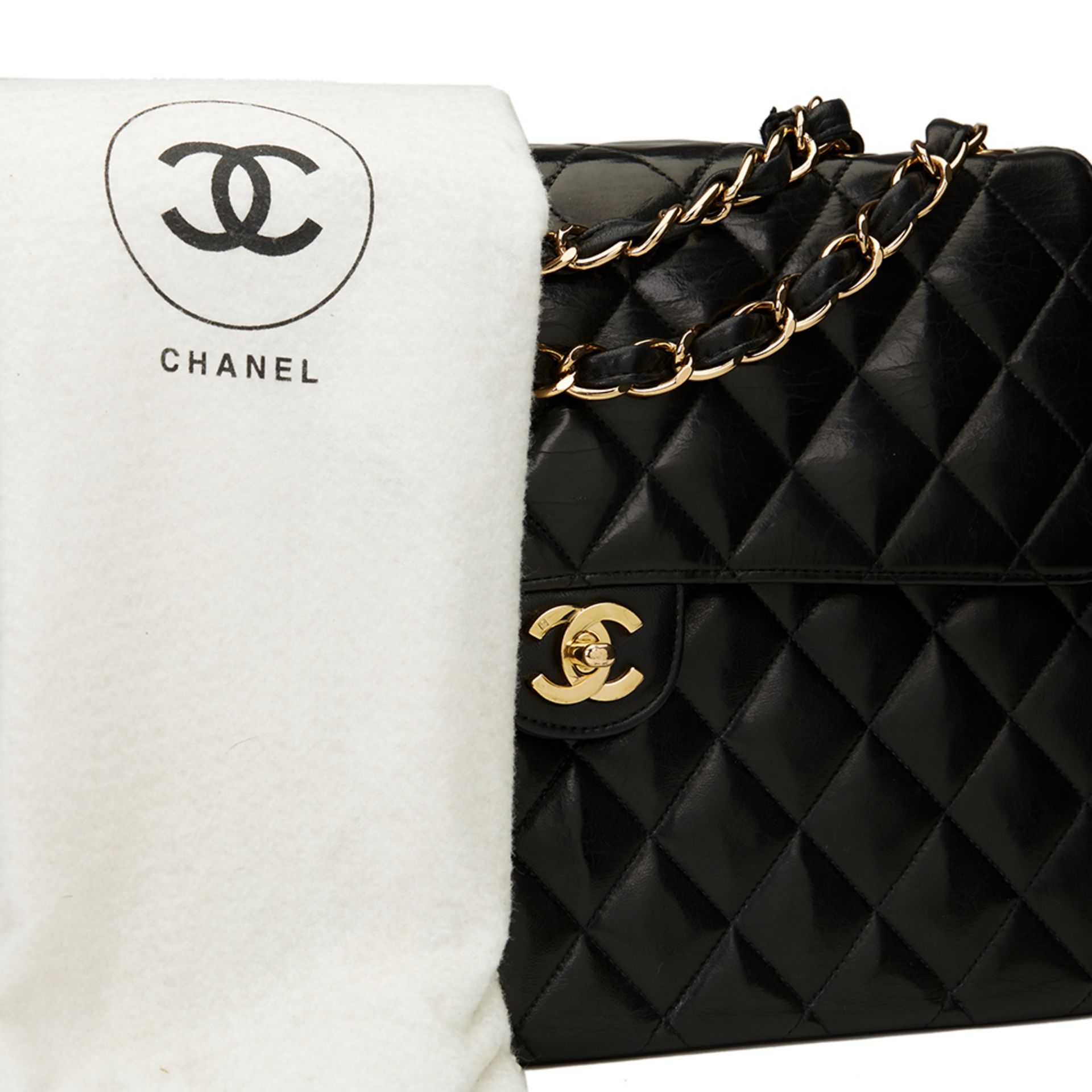 Chanel Black Quilted Lambskin Jumbo Classic Single Flap Bag - Image 10 of 11
