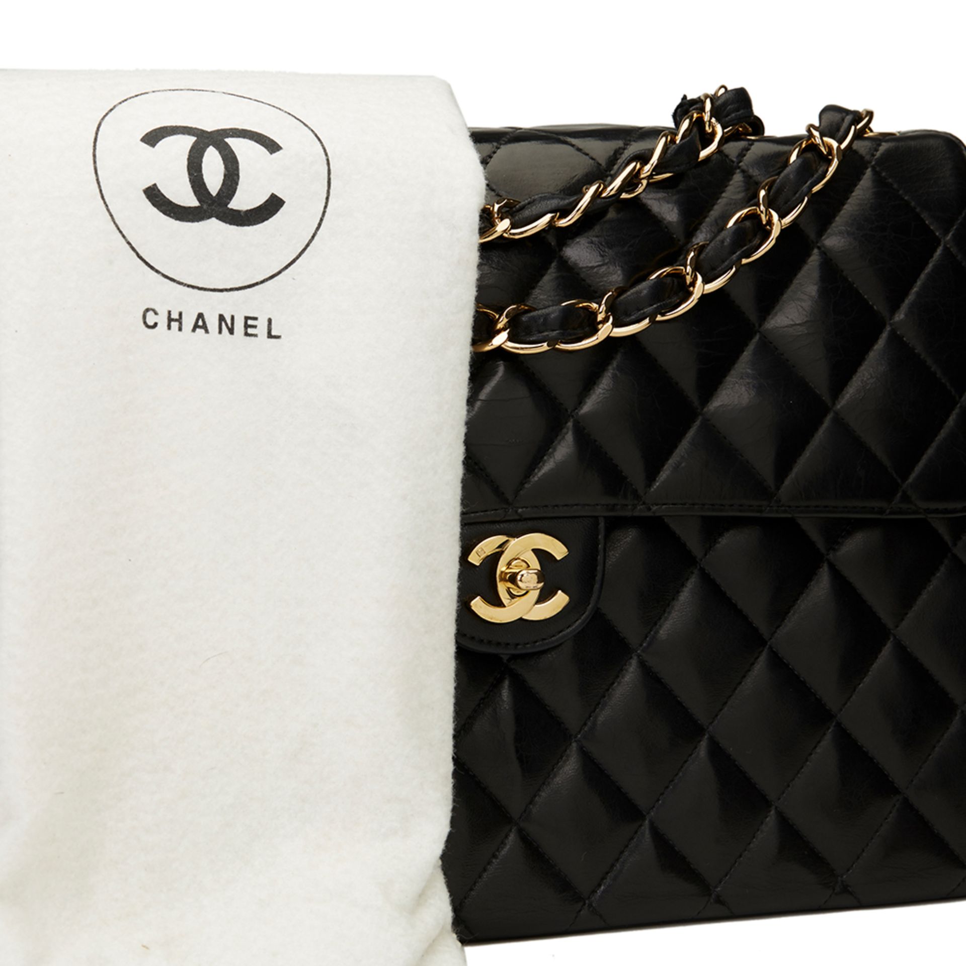 Chanel Black Quilted Lambskin Jumbo Classic Single Flap Bag - Bild 10 aus 11