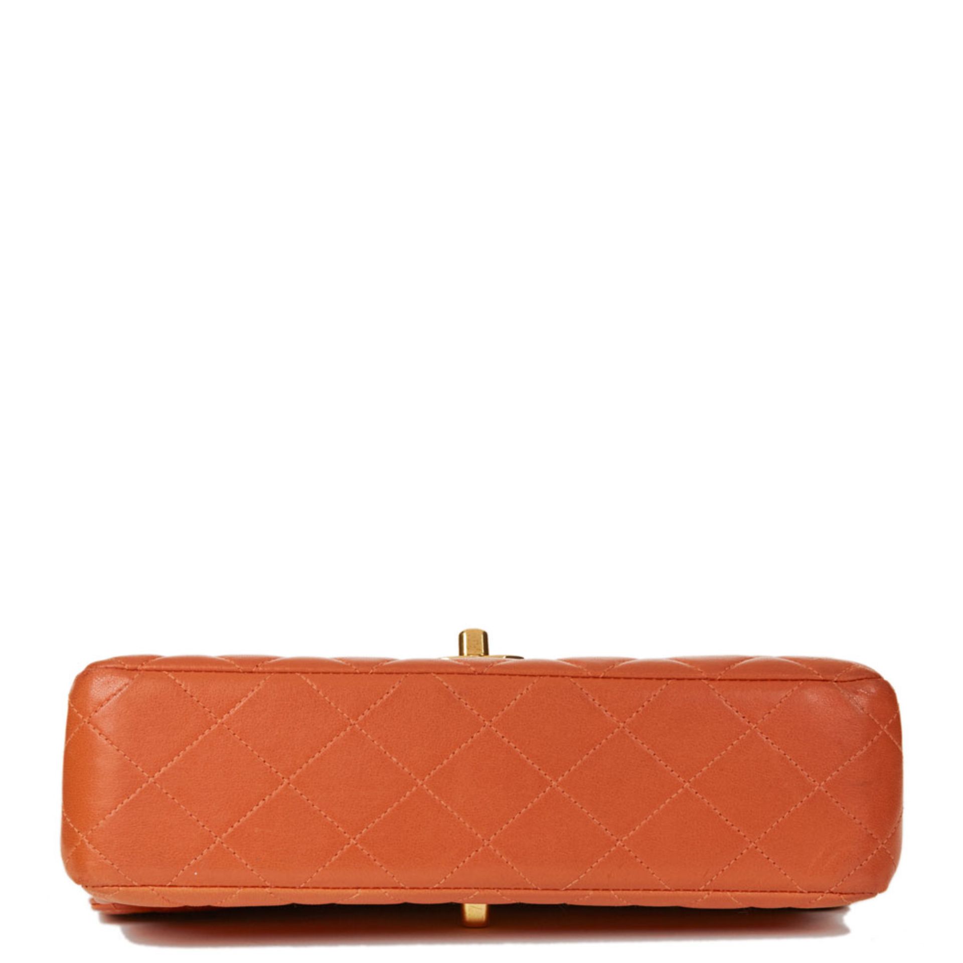 Chanel Burnt Orange Quilted Lambskin Small Double Sided Classic Flap Bag - Image 5 of 10
