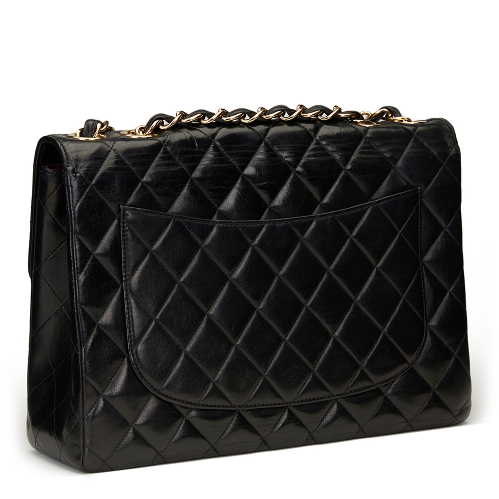 Chanel Black Quilted Lambskin Jumbo Classic Single Flap Bag - Image 3 of 11