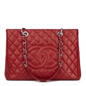 Chanel Red Quilted Caviar Leather Grand bidping Tote