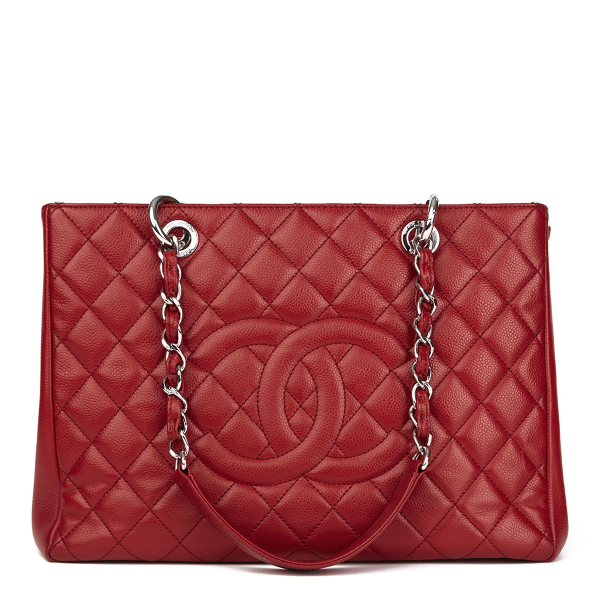 Chanel Red Quilted Caviar Leather Grand bidping Tote