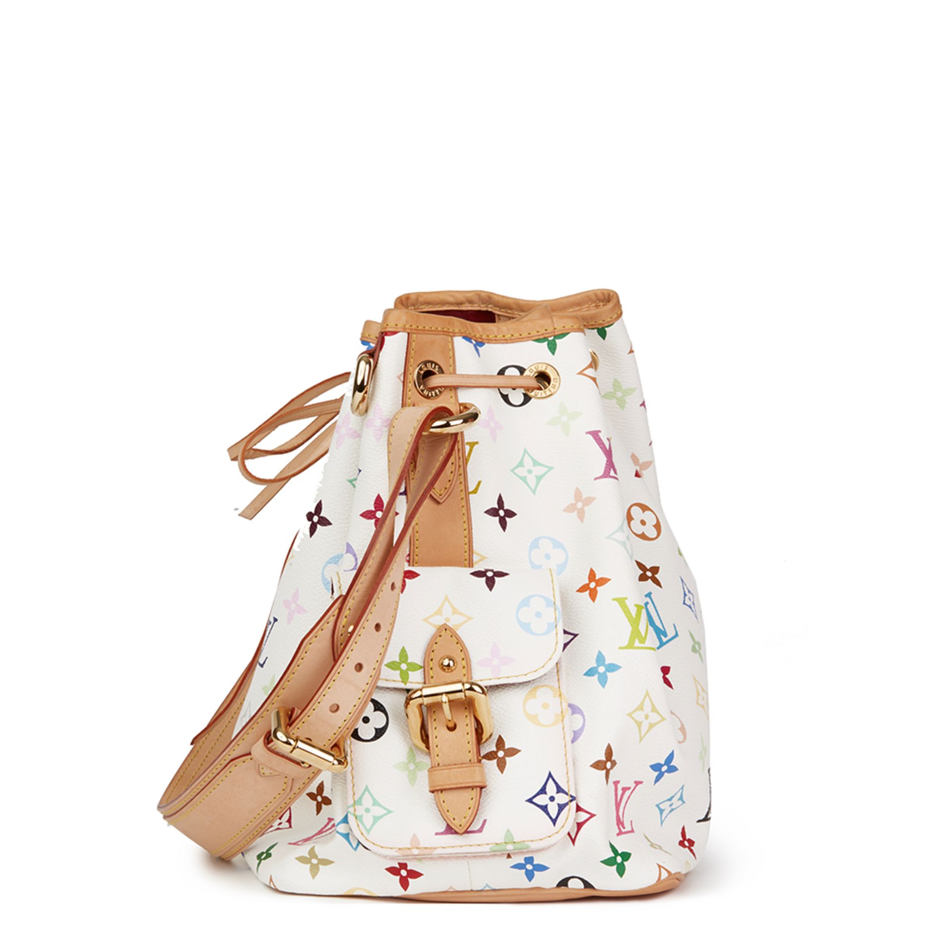 Louis Vuitton White Multicolore Monogram Coated Canvas Petit Noé - Image 2 of 10