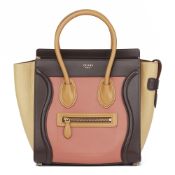 Céline Terracotta Smooth & Elephant Calfskin Leather Micro Luggage Tote