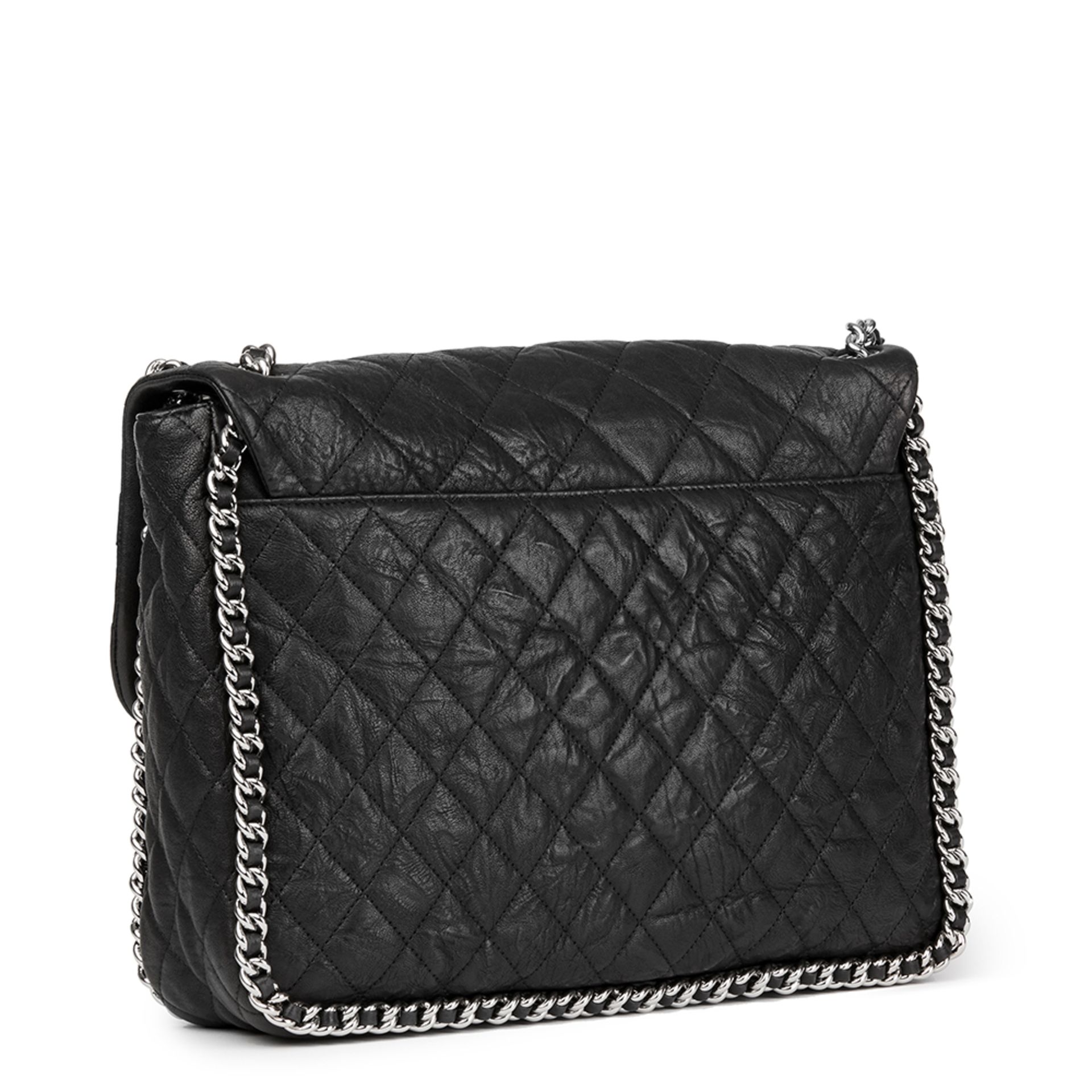 Chanel Black Quilted Calfskin Chain Around Maxi Flap Bag - Image 4 of 10