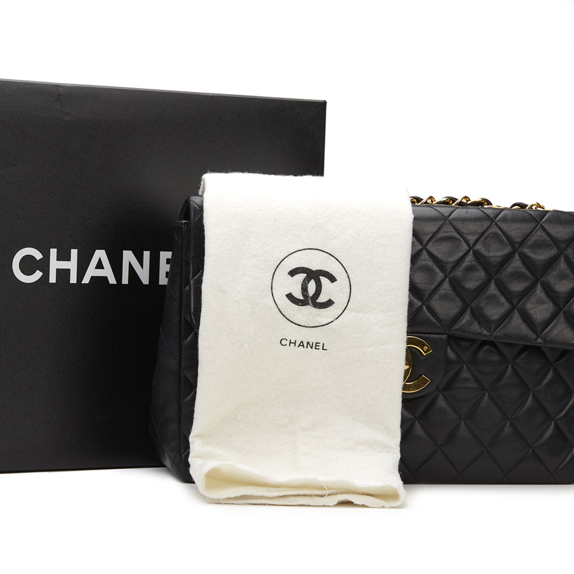 Chanel Black Quilted Lambskin Vintage Maxi Jumbo XL Flap Bag - Image 12 of 13