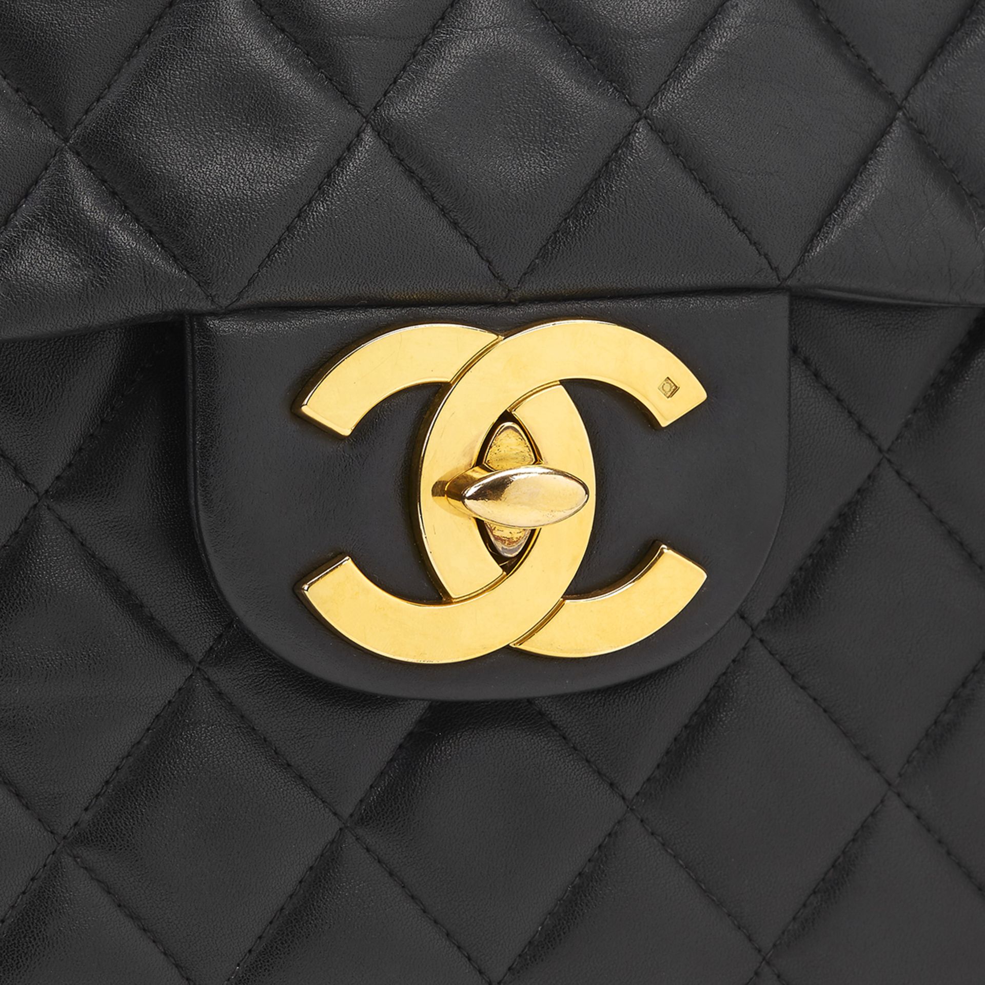 Chanel Black Quilted Lambskin Vintage Maxi Jumbo XL Flap Bag - Image 13 of 13