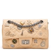 Chanel Gold Aged Metallic Calfskin Leather Lucky Charms 2.55 Reissue 224 Double Flap Bag