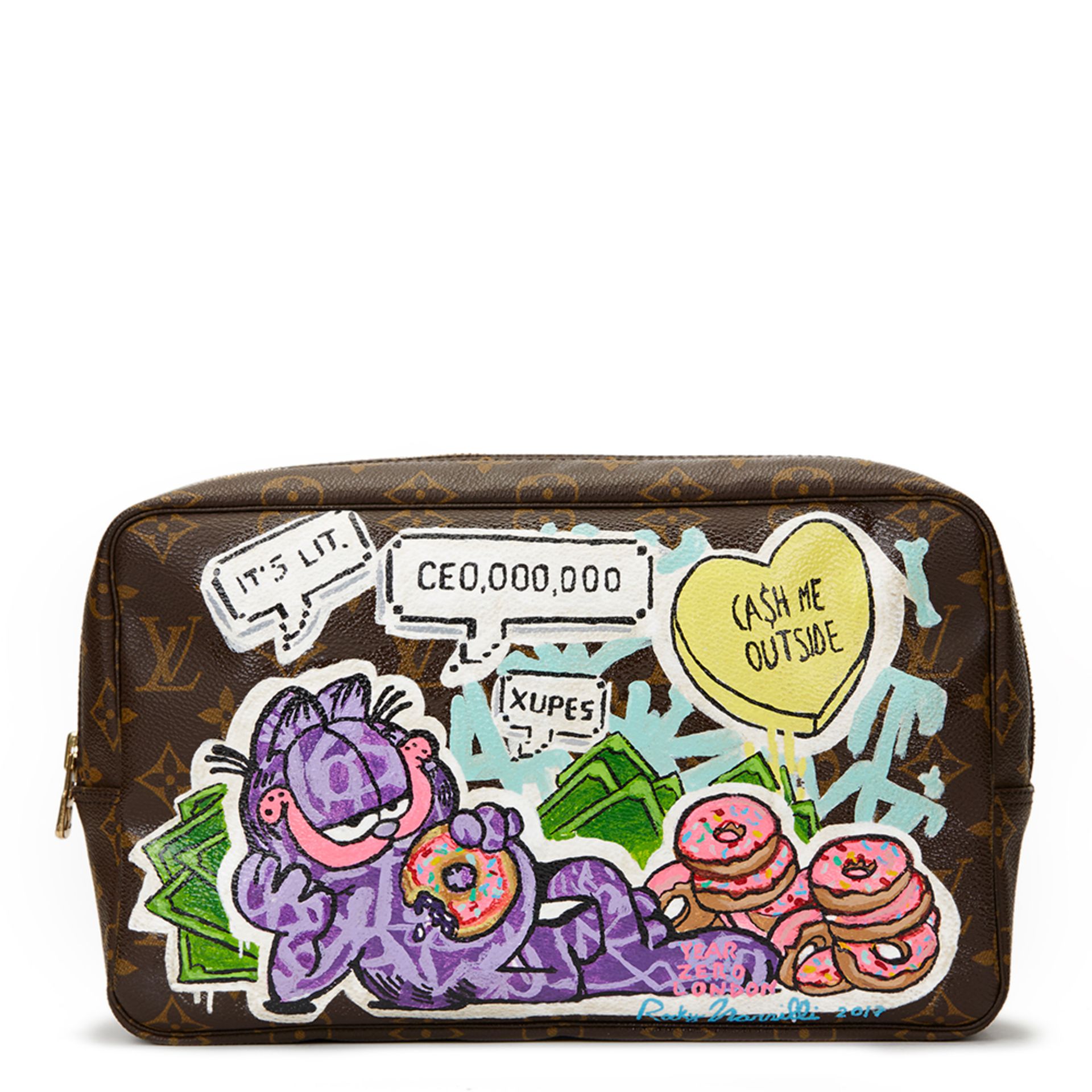 HB1180 Louis Vuitton Hand-painted 'Ca$h Me Outside' X Year Zero London Toiletry Pouch