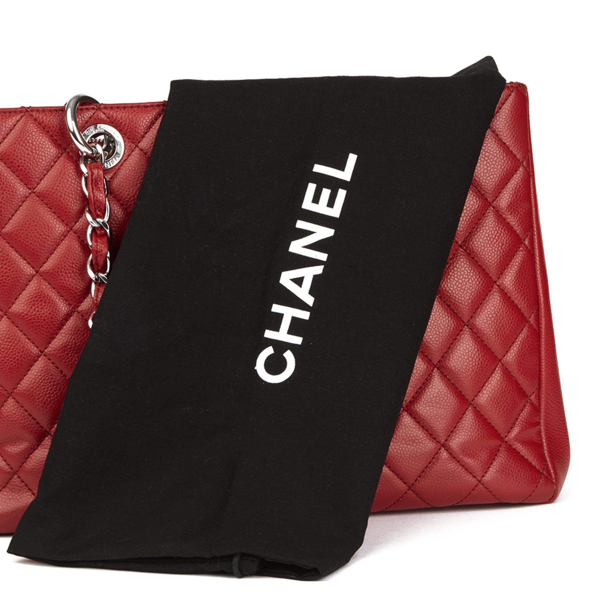 Chanel Red Quilted Caviar Leather Grand bidping Tote - Image 10 of 10