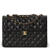 Chanel Black Quilted Lambskin Jumbo Classic Single Flap Bag