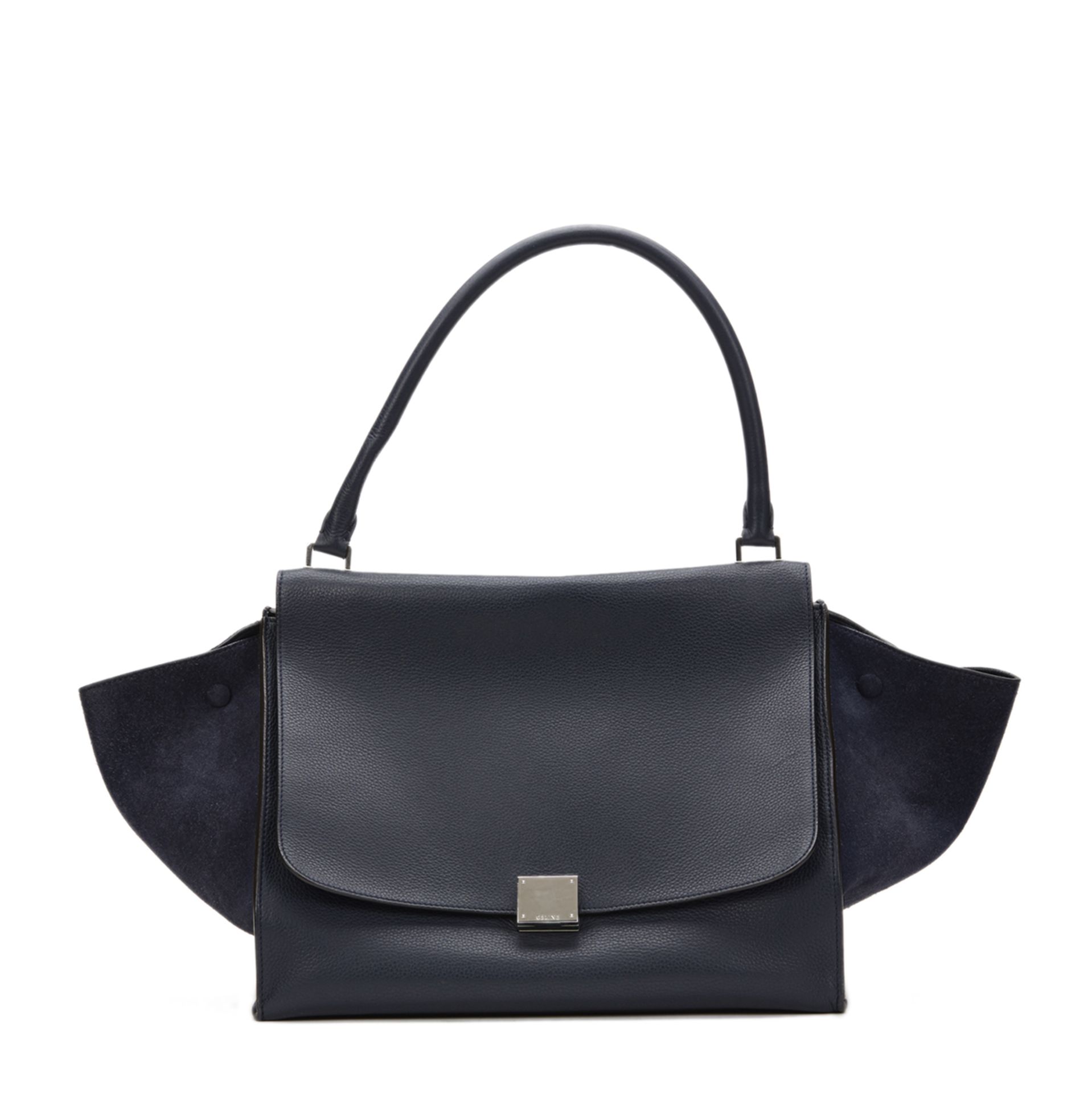 Céline Navy Drummed Calfskin Leather & Suede Large Trapeze - Image 2 of 10