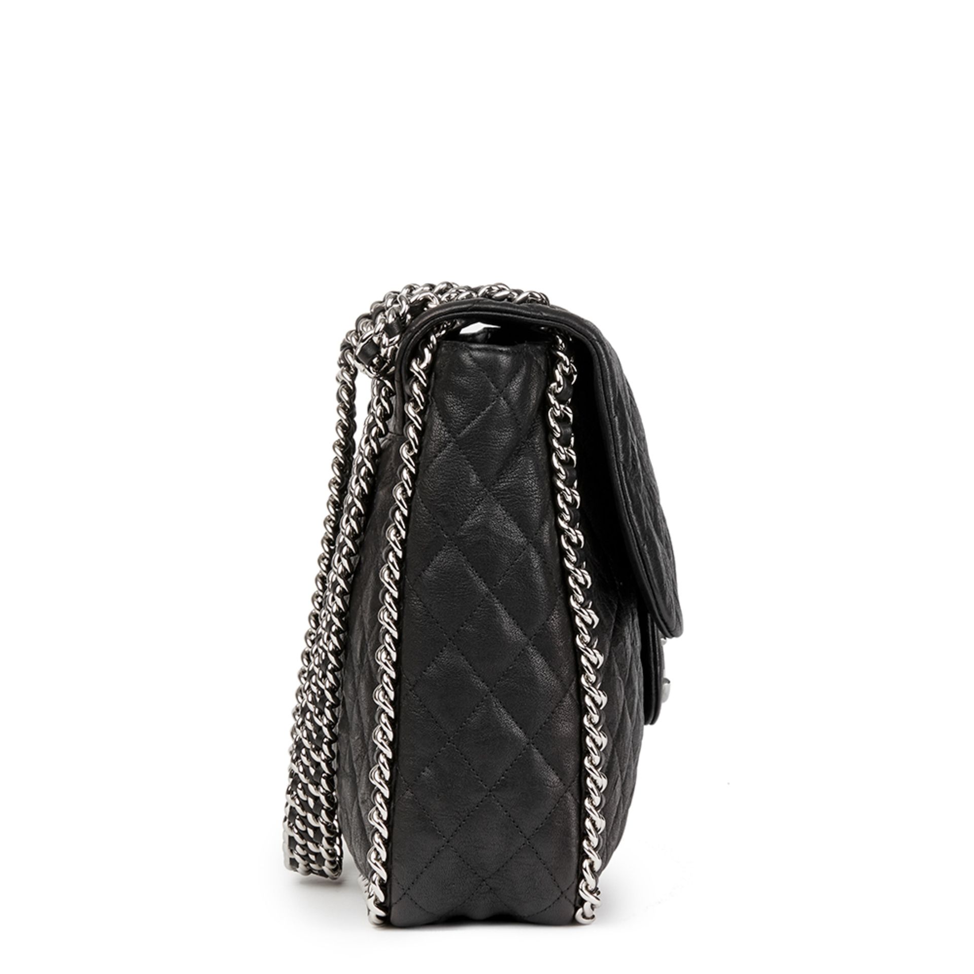 Chanel Black Quilted Calfskin Chain Around Maxi Flap Bag - Image 3 of 10