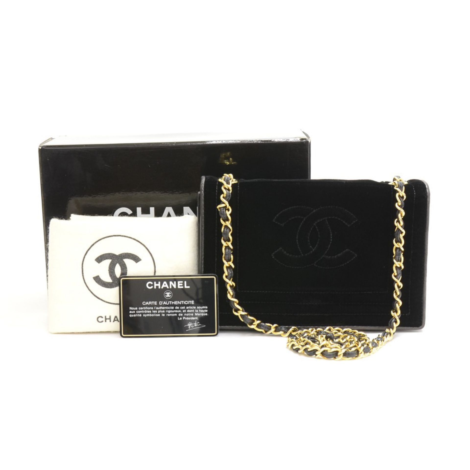 Chanel Black Velvet & Lambskin Vintage Timeless Single Flap Bag - Bild 11 aus 12