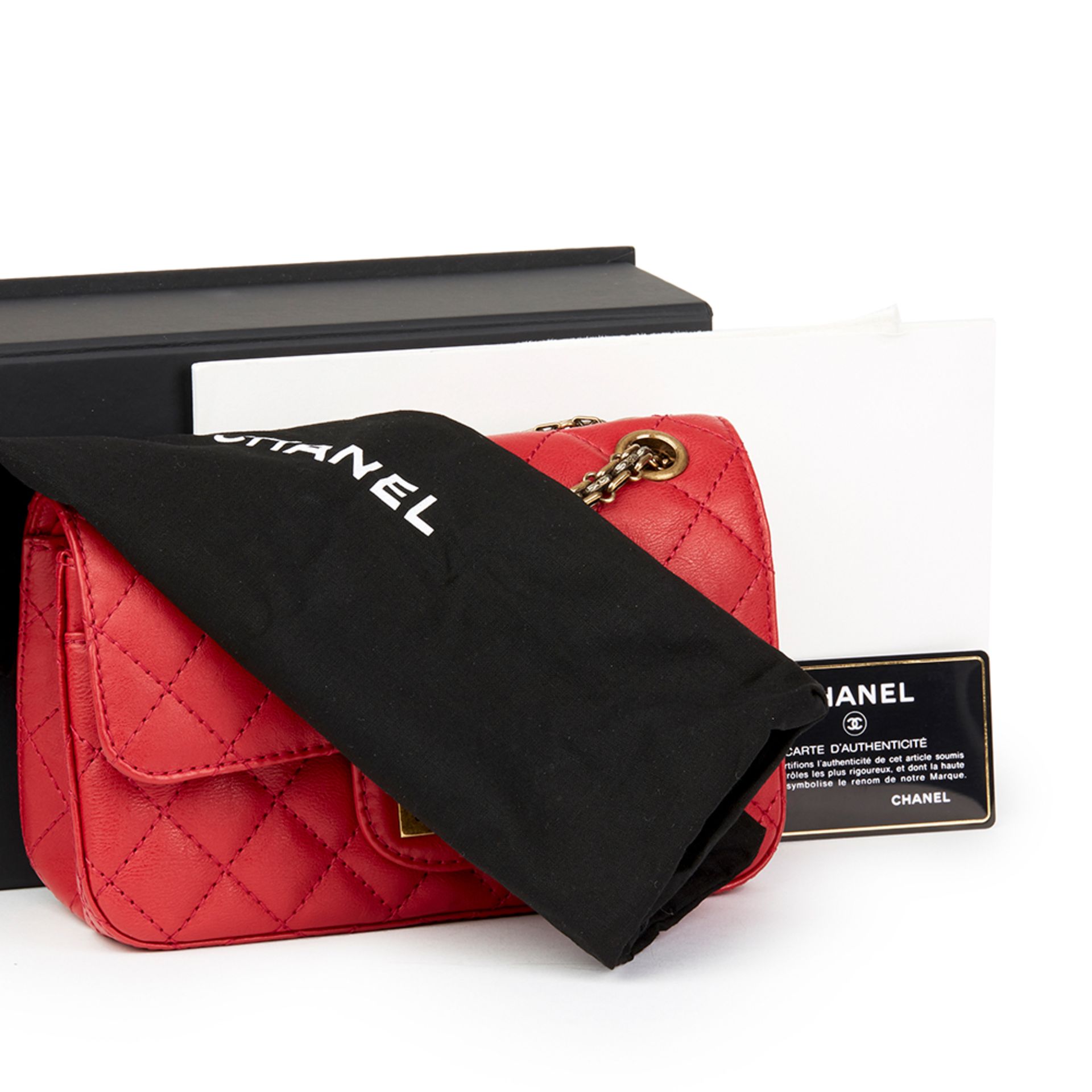 Chanel Red Quilted Calfskin Leather 2.55 Reissue 224 Double Flap Bag - Bild 10 aus 10