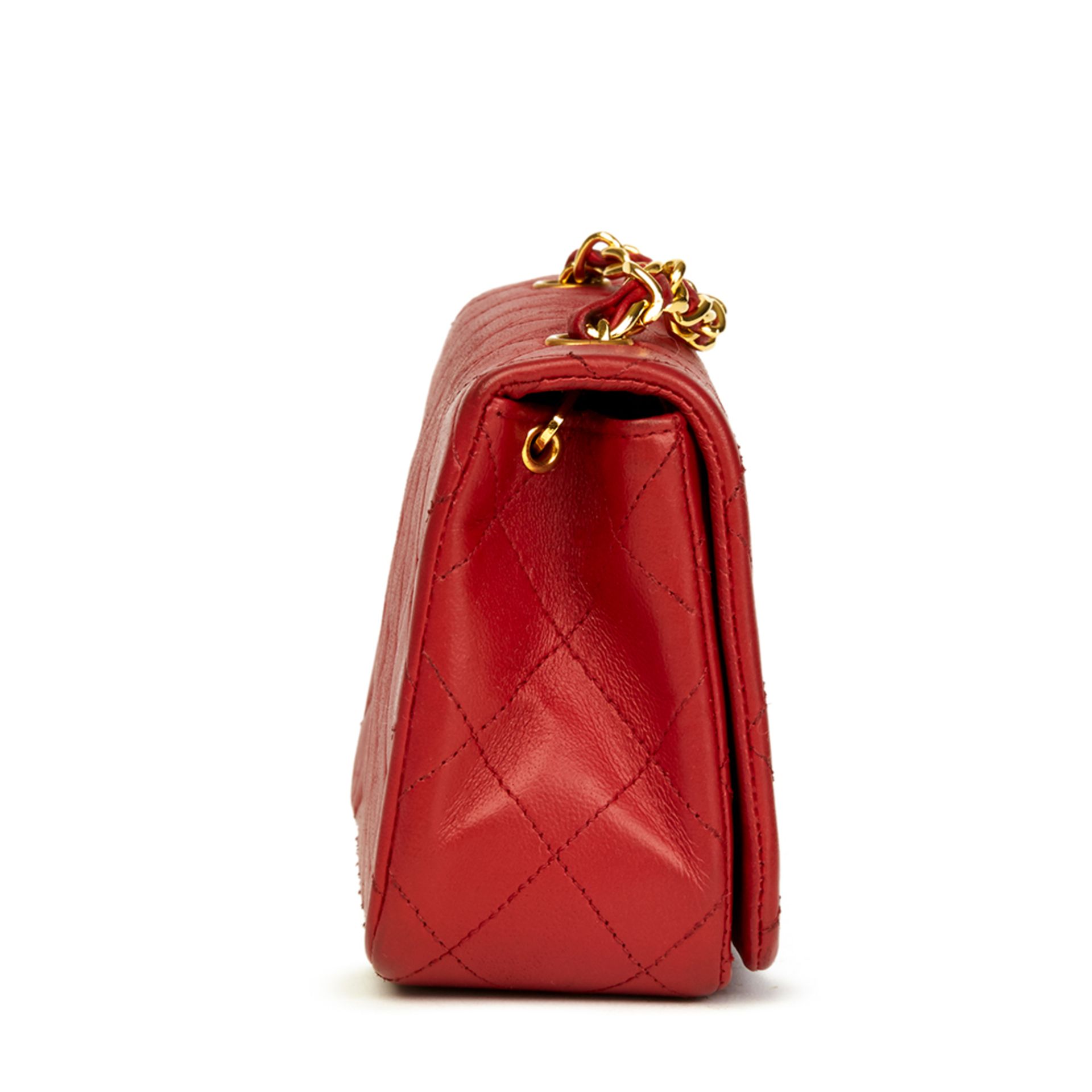 Chanel Red Quilted Lambskin Vintage Mini Flap Bag - Image 3 of 9