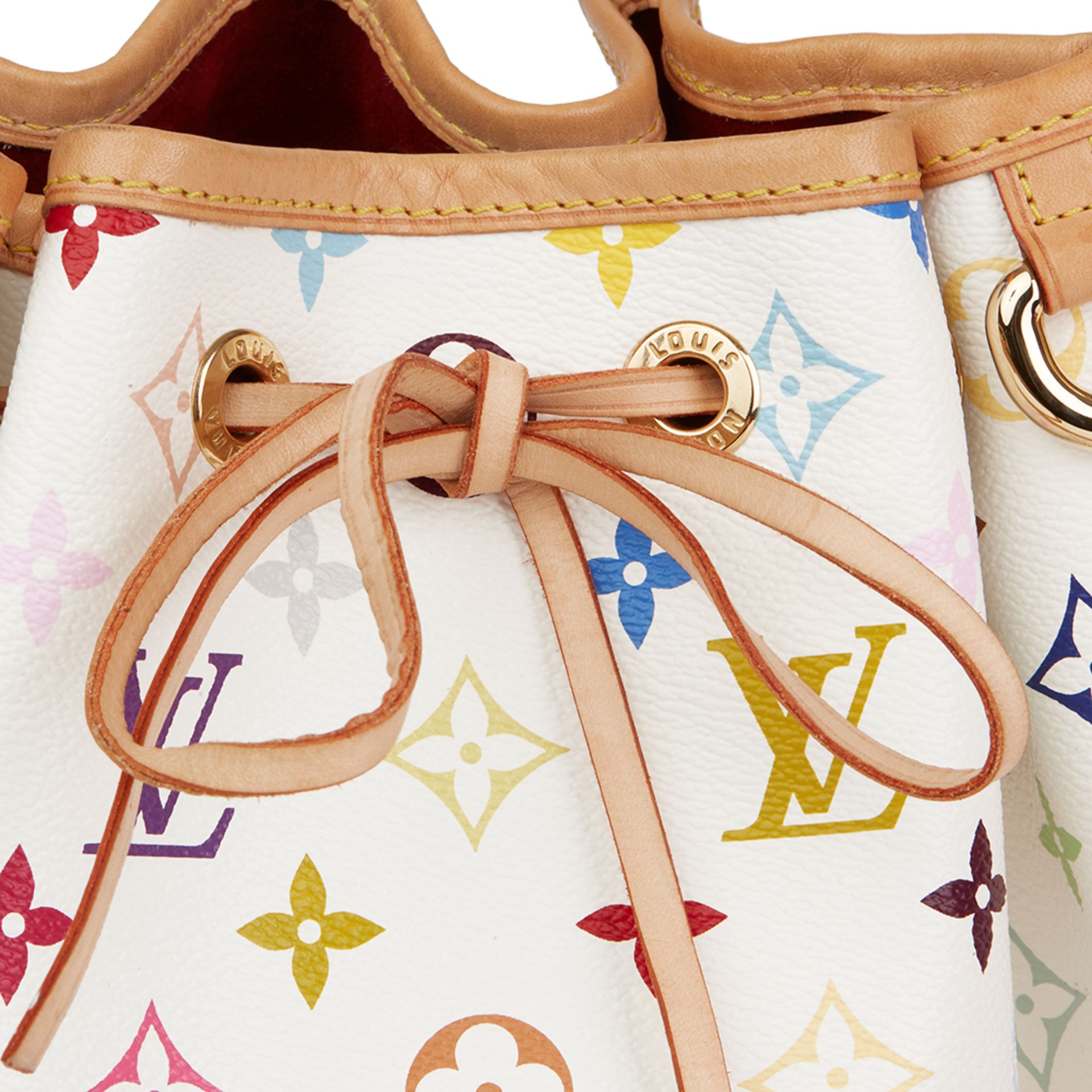 Louis Vuitton White Multicolore Monogram Coated Canvas Petit Noé - Image 6 of 10