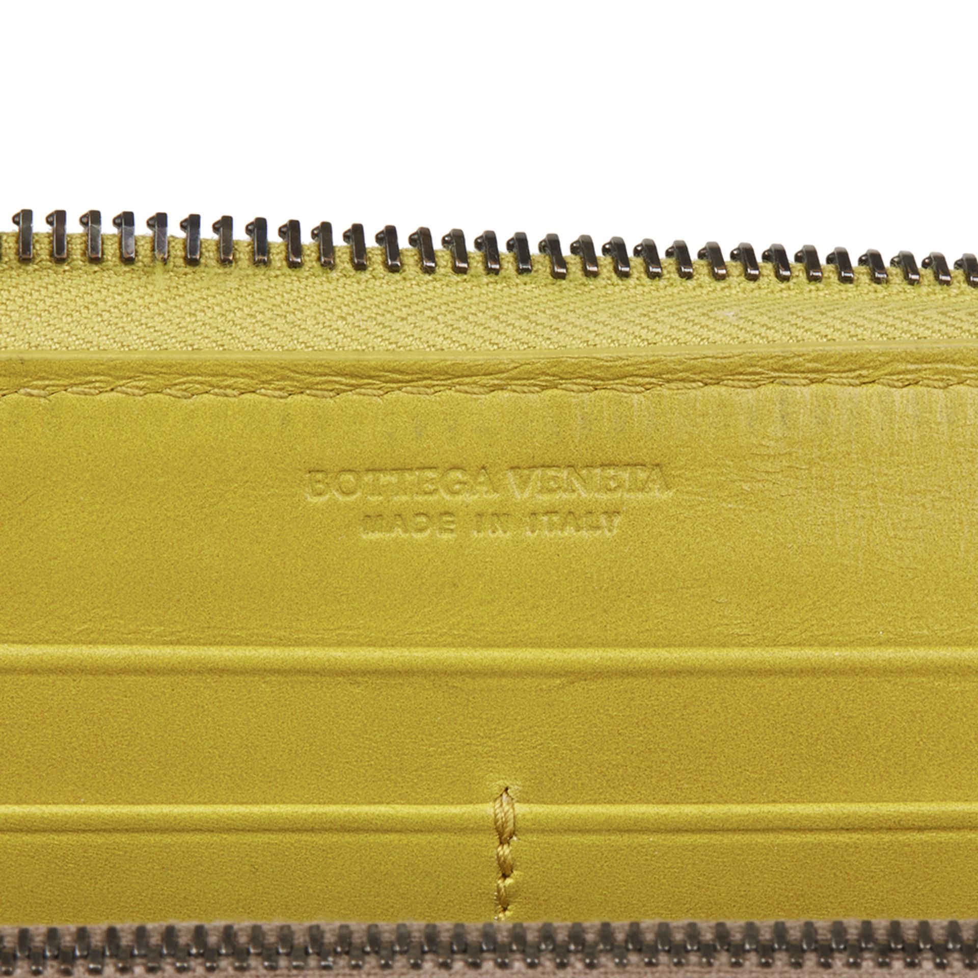 Bottega Veneta Ancient Gold Woven Calfskin Leather Zip Around Wallet - Image 7 of 10