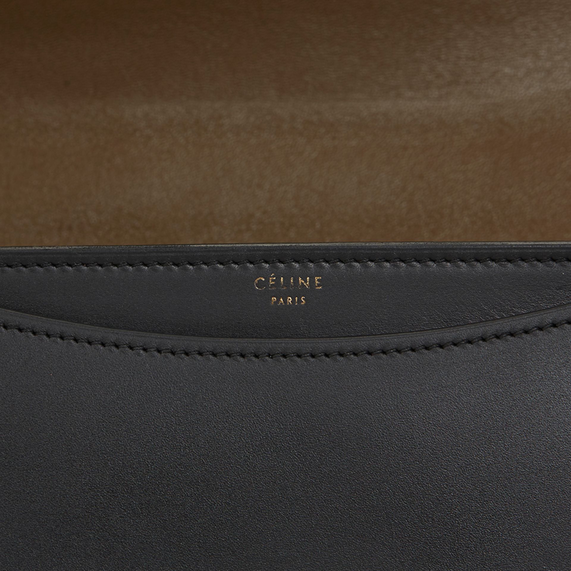 Céline Brown & Black Calfskin Leather Bi-Colour Medium Case Flap Bag - Image 6 of 10