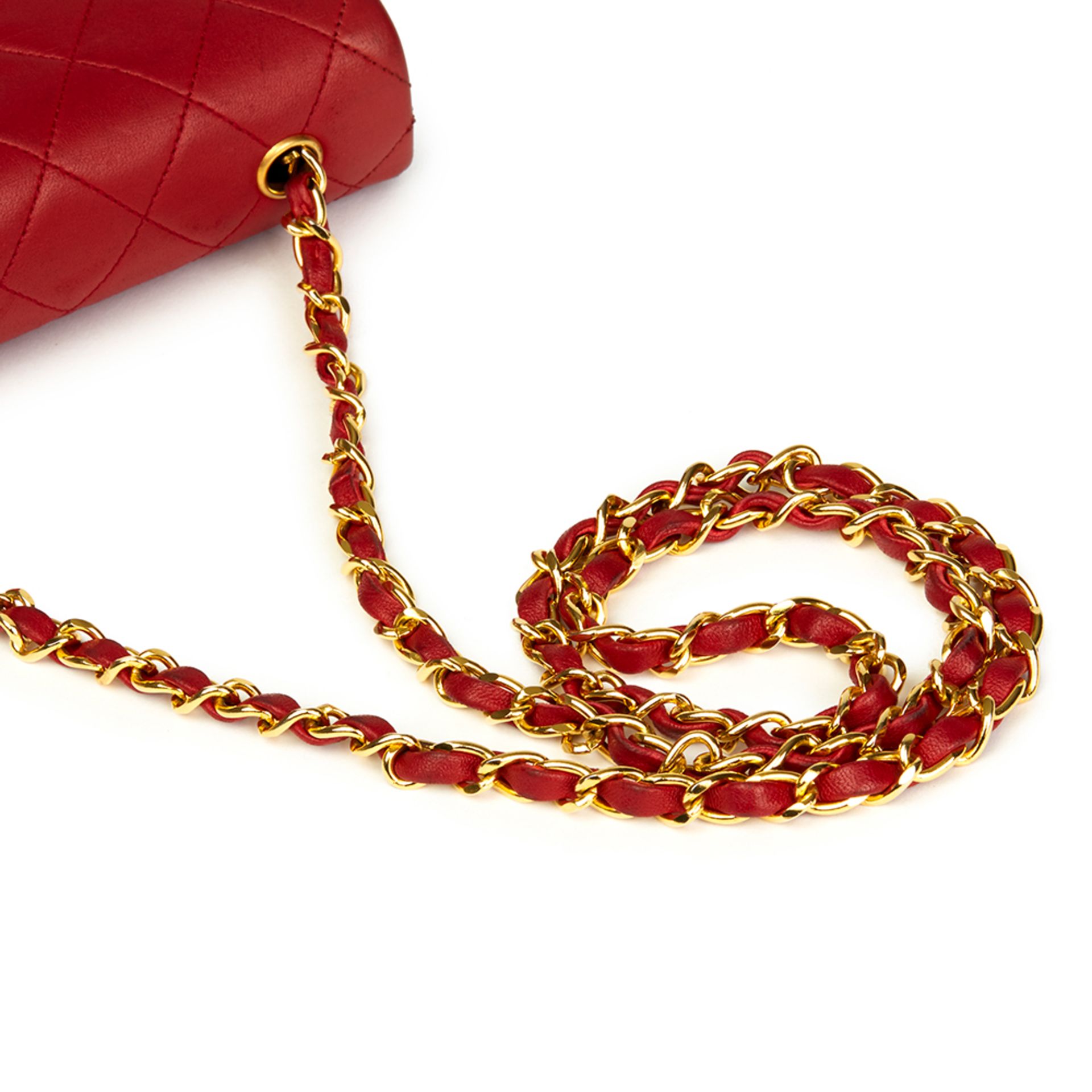 Chanel Red Quilted Lambskin Vintage Mini Flap Bag - Image 7 of 9