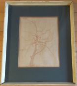 Red Tree sketch signed by Marek Szwarc, 41 x 50 cms 1954