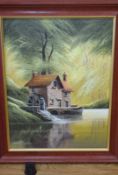 David James Oil Painting Watermill And Boat