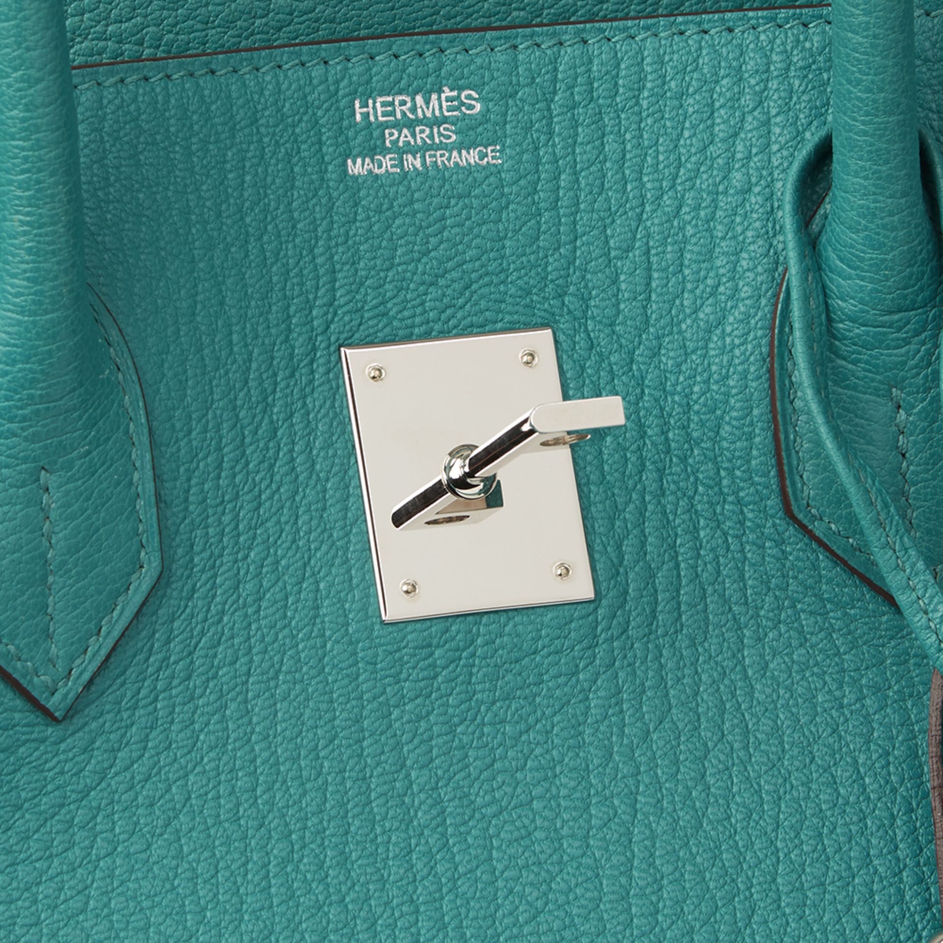 Hermès Blue Paon Chevre Mysore Leather Birkin 36cm HAC - Image 7 of 11