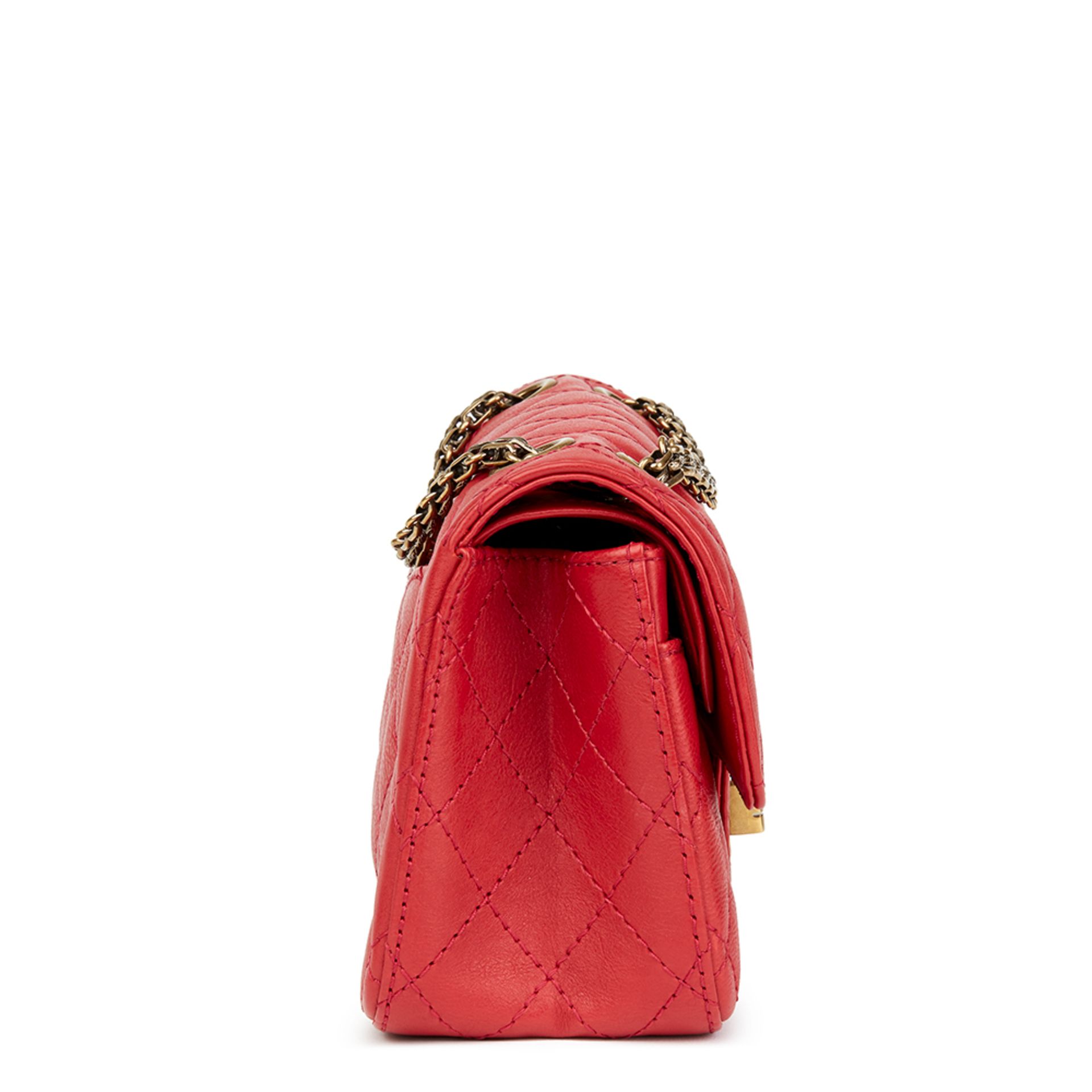 Chanel Red Quilted Calfskin Leather 2.55 Reissue 224 Double Flap Bag - Image 3 of 10