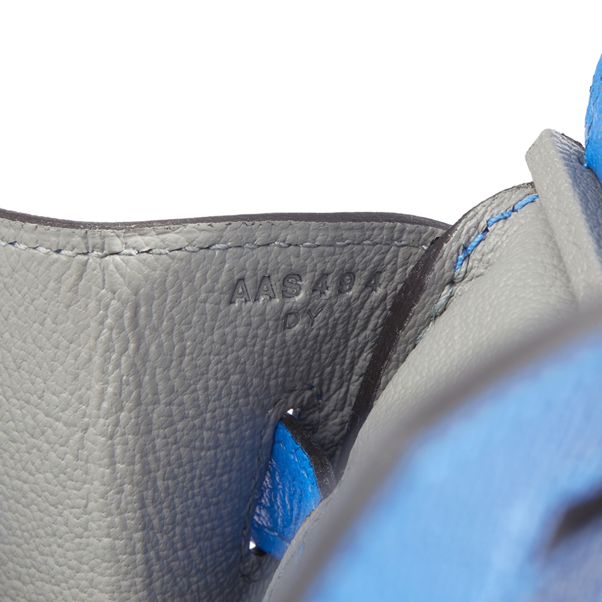 Hermès Blue Hydra & Gris Mouette Chevre Mysore Leather Special Order Birkin 30cm - Image 8 of 10