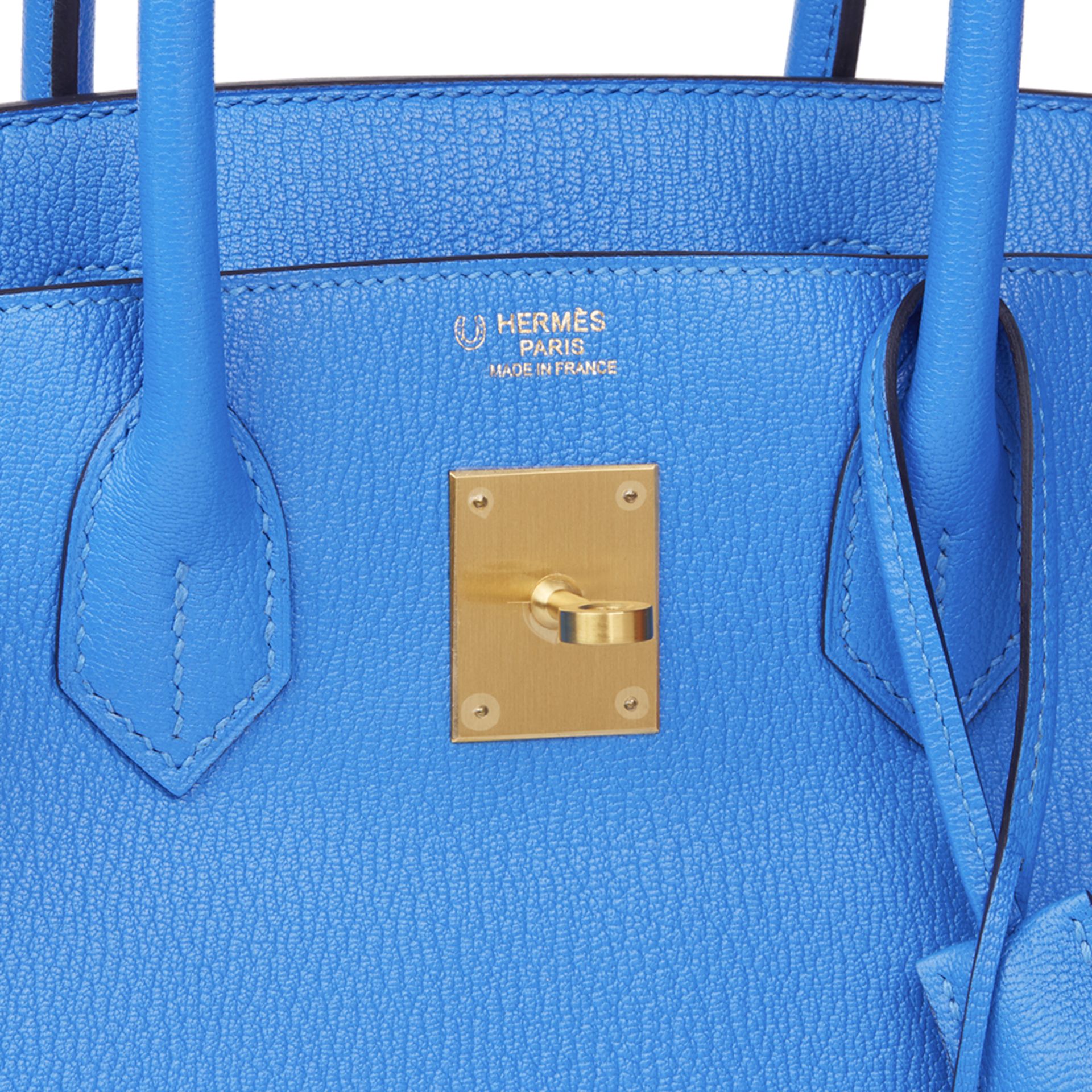 Hermès Blue Hydra & Gris Mouette Chevre Mysore Leather Special Order Birkin 30cm - Image 7 of 10