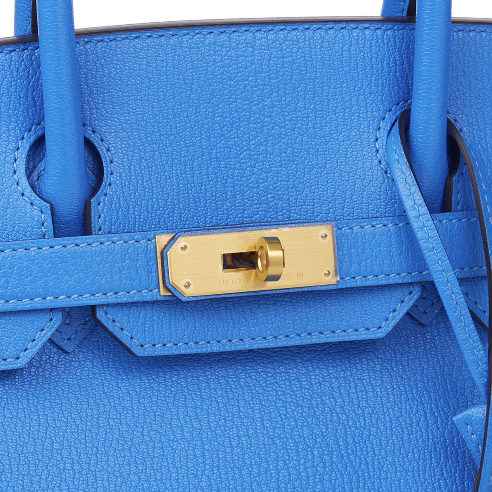 Hermès Blue Hydra & Gris Mouette Chevre Mysore Leather Special Order Birkin 30cm - Image 6 of 10