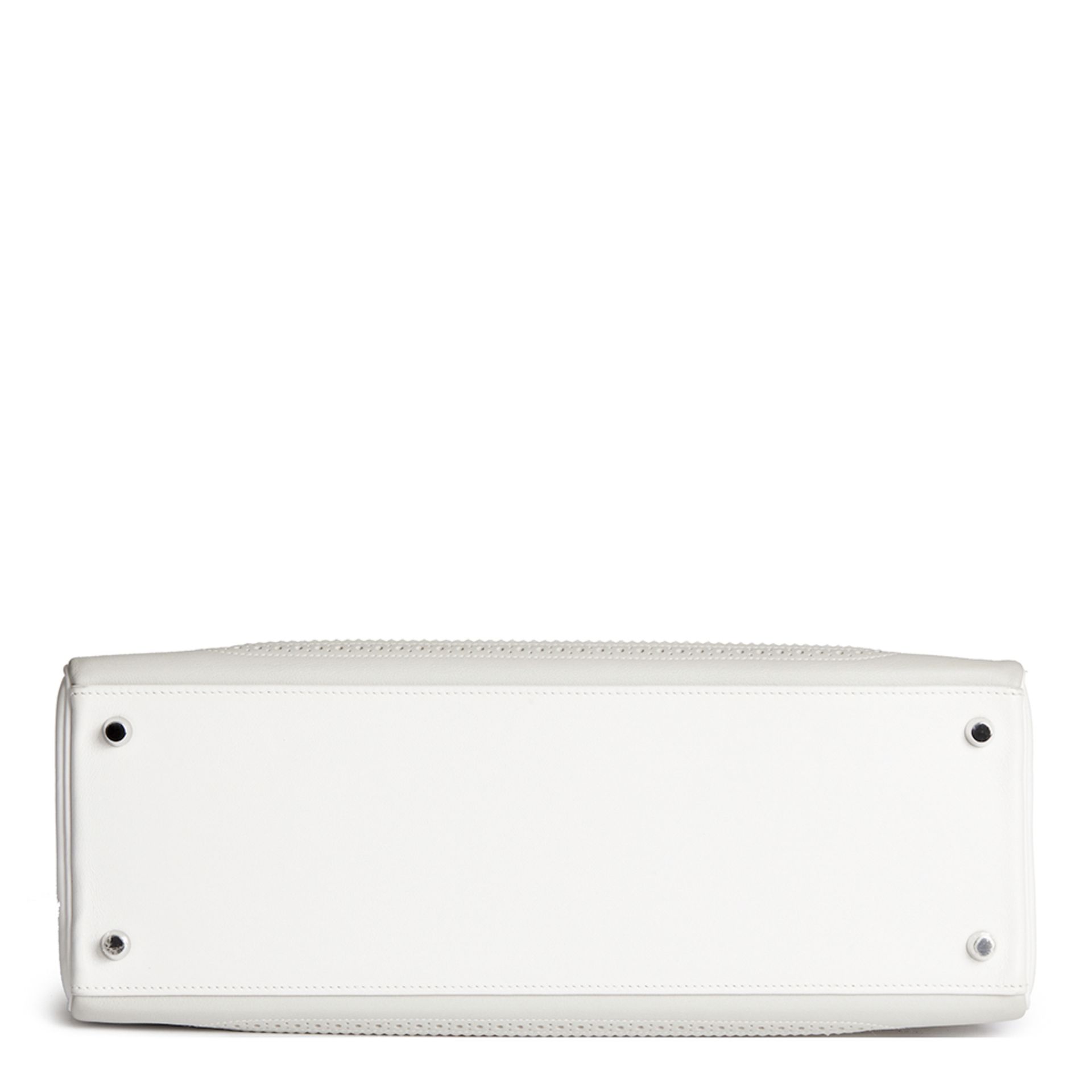 Hermès White & Gris Perle Swift Leather Ghillie Kelly 35cm Retourne - Image 5 of 9