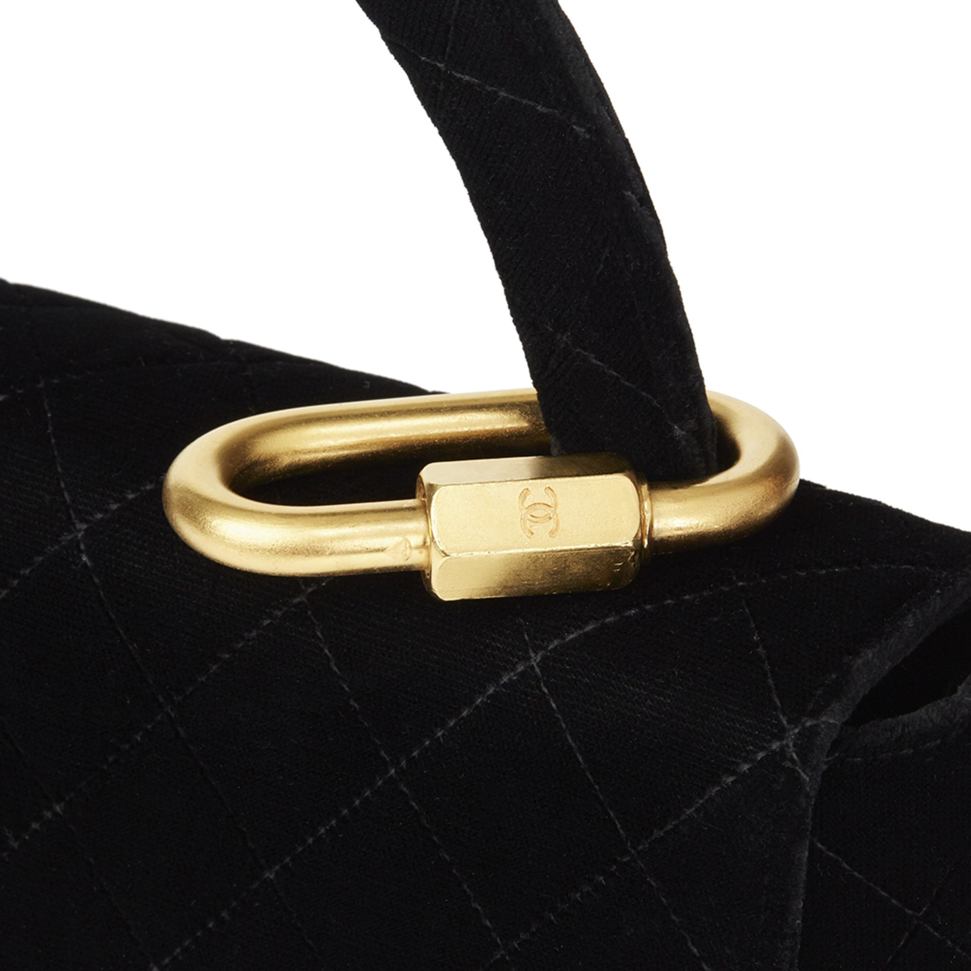 Chanel Black Quilted Velvet Vintage Medium Kelly Flap Bag Mini Charm Set - Image 12 of 12