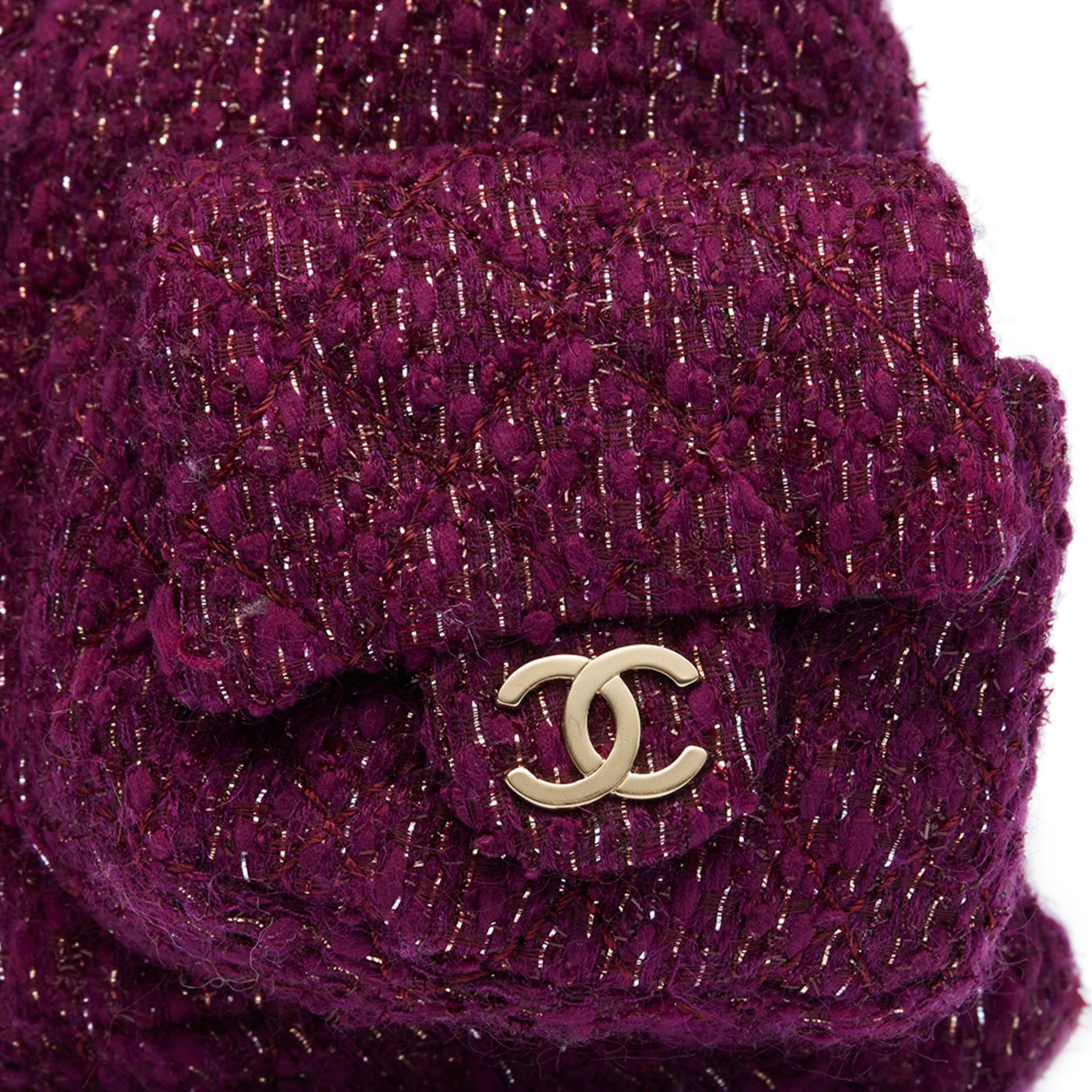 Chanel Aubergine Quilted Tweed Fabric Mini Classic Backpack - Image 6 of 9