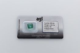AGI Capsulated Green Emerald, Weight- 4.06 Carat