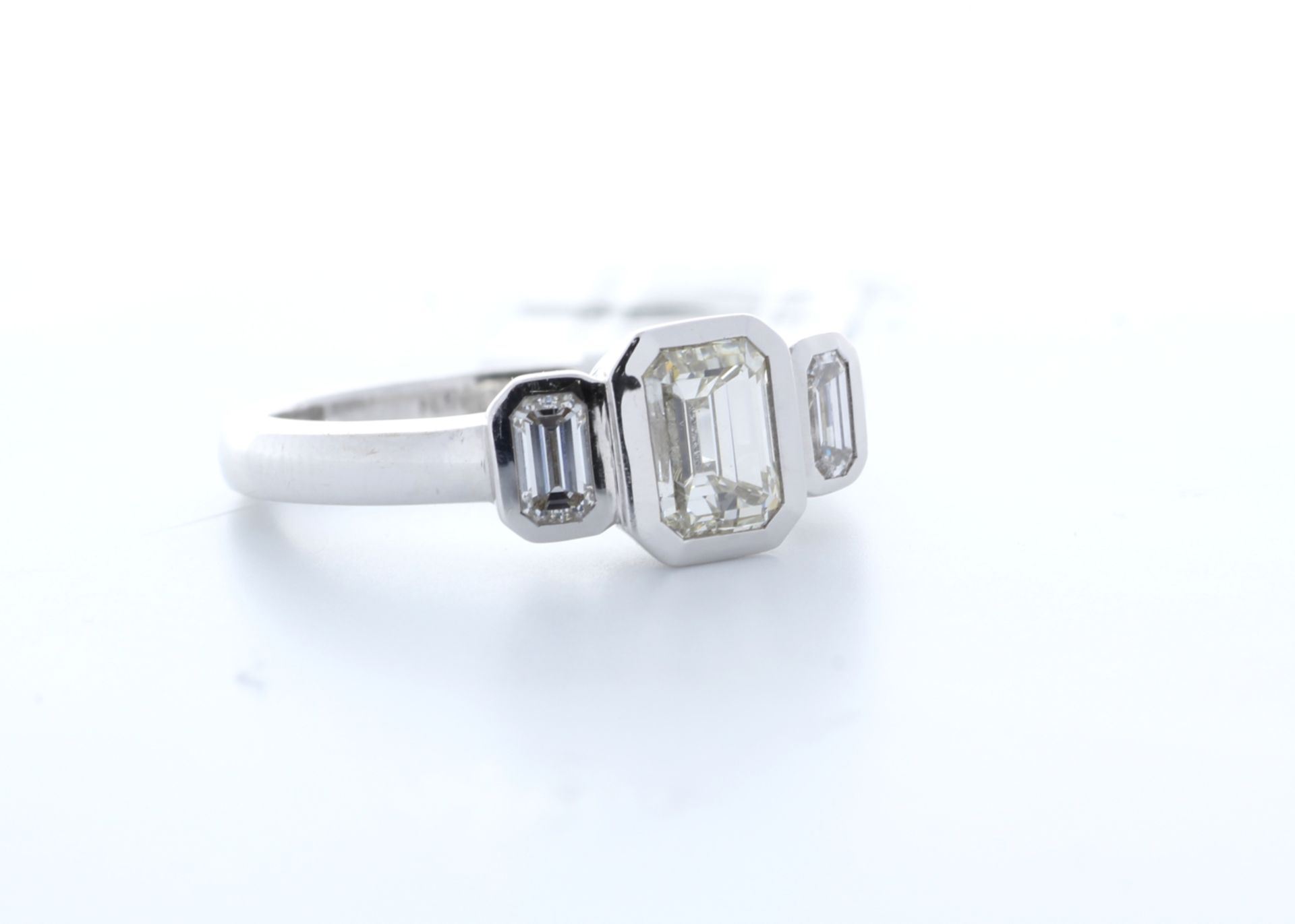 18ct White Gold Three Stone Rub Over Set Diamond Ring 1.50 - Image 2 of 2