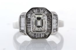 18ct White Gold  Emerald Cut Bespoke Diamond Ring 2.02