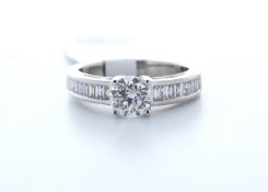 18ct White Gold Single Stone Claw Set With Stone Set Shoulders Diamond Ring 1.01 (0.41)