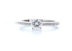 18ct White Gold Single Stone Claw Set With Stone Set Shoulders Diamond Ring 0.54 (0.14)