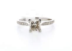 18ct White Gold Single Stone Claw Set With Stone Set Shoulders Diamond Ring 1.00 (0.15)