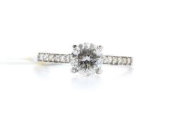 18ct White Gold Single Stone Claw Set With Stone Set Shoulders Diamond Ring 1.00 (0.52)