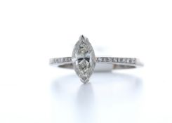 18ct White Gold Single Stone Marquise Cut Claw Set With Stone Set Shoulders Diamond Ring 1.13 (0.1)