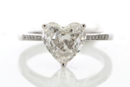 18ct White Gold Single Stone Heart Cut Diamond Ring 2.08