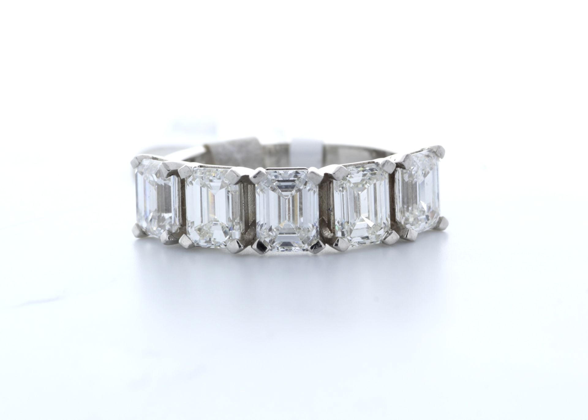 18ct White Gold Five Stone Emerald Cut Diamond Ring 3.50
