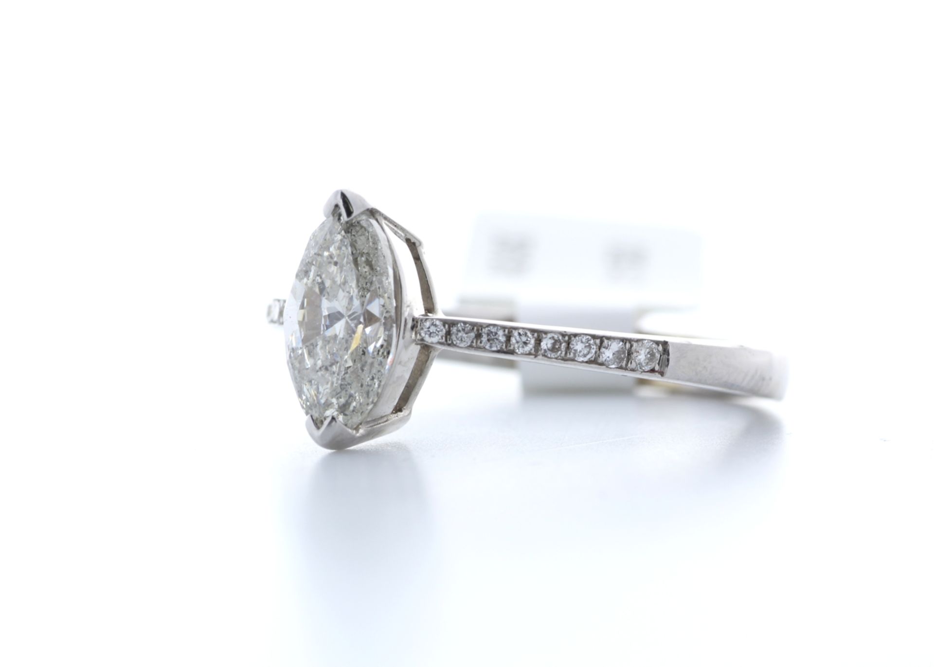 18ct White Gold Single Stone Marquise Cut Claw Set With Stone Set Shoulders Diamond Ring 1.13 (0.1) - Image 2 of 2