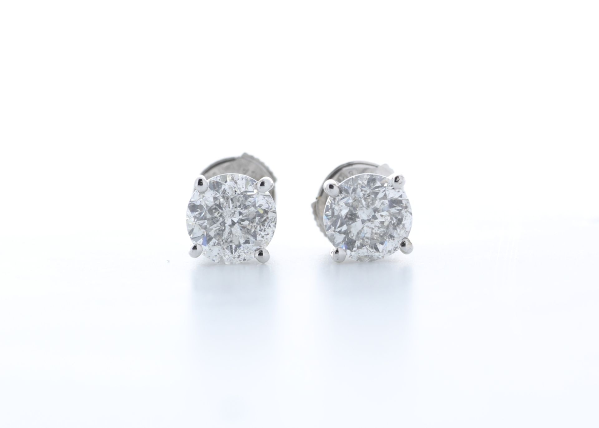 18ct White Gold Single Stone Claw Set Diamond Earring 2.00