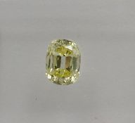 An unmounted Cushion-shaped diamond weighing app. 0.55ct. Colour : Yellow .Clarity :SI1
